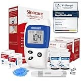sinocare Blutzuckermessgerät, Diabetes Messgerät mit Blutzuckerteststreifen 100 und Blutlanzetten 100, Schmerzfrei Schnell Blutzucker-Alarm Lampe, mg/dL