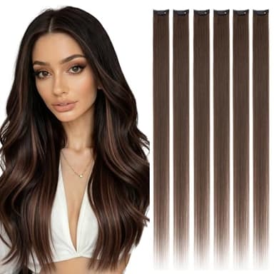 Rich Choices Clip in Extensions Echthaar Braun 6 Stück 30cm Echthaar Extensions mit Natürlich Glatt Remy Hair 33g Invisible Haarverlängerung Clip in Haarsträhnen Damen #2 Dunkelbraun