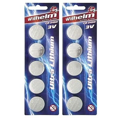 10 x CR2450 WILHELM Lithium Knopfzelle 3V 600mAh ø24,5x5,0mm Batterie DL 2450