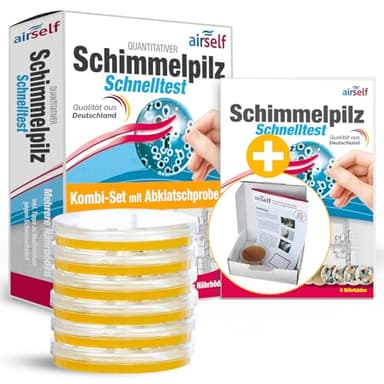 Schimmeltest Kombi "Abklatsch" – Schimmelpilz Schnelltest für die Raumluft & Laboranalyse eines Abklatschtests der Wand