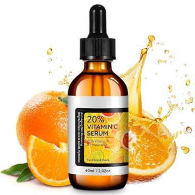 Vitamin C Serum Gesicht 60 ml - 20% Vitamin C Serum Hochdosiert mit Vitamin E & Hyaluronsäure | Anti-Aging & Hauterneuerung | Hautaufhellung & Feuchtigkeitsserum Vitamin C für Gesicht | Parfümfrei