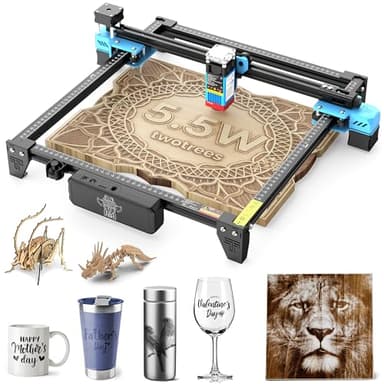 Twotrees TTS 55 Pro Laser Graviermaschine, 5.5W Laser Cutter, Offline-Steuerung über App, 30000mm/min, 0.1mm Präzision für Holz, Leder, Acryl, 300x300mm Arbeitsbereich, DIY, Anfänger und Geschenke