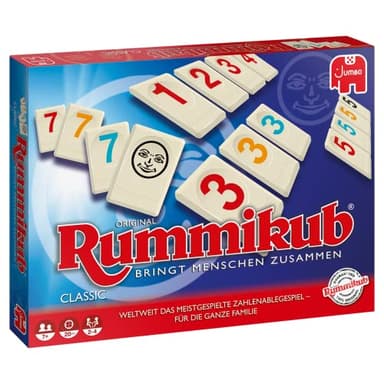 Jumbo Spiele Original Rummikub Classic - der Spieleklassiker unter den Gesellschaftsspielen - für Erwachsene und Kinder ab 7 Jahren JUM17571 Mehrfarbig 2,7 x 3,7 cm