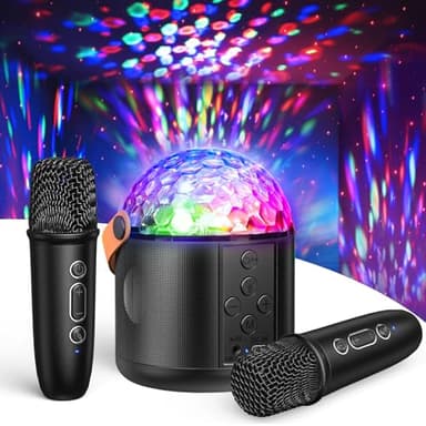 Dislocati Karaoke Maschine mit 2 Karaoke Mikrofon für Kinder und Erwachsene, Weihnachten Geschenk Spielzeug Junge 3-15 Jahre, Tragbarer Bluetooth Lautsprecher mit Disco Licht, Ideal für Party