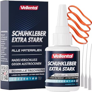 Schuhkleber extra stark wasserfest - Kleber Set mit Klebespitzen für Schuhe, Sneaker, Turnschuhe und Leder - Starker Schuhkleber für Schuhe und Schuhsohlen