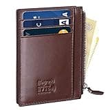 Flintronic Geldbörse klein, Visitenkartenetui Leder mit Münzfach/Kleingeldfach & RFID-Schutz, Kleiner Dünner Praktischer Geldbeutel, Brieftasche,Portemonnaie-Braun