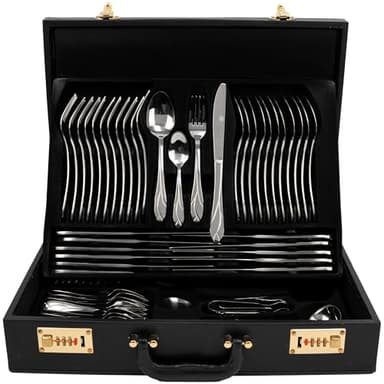 KARL HAUSMANN Besteck Set 12 personen - 72-teilig - Essbesteck Spülmaschinenfest Rostfrei - BesteckSet aus Edelstahl - Koffer - Cutlery set 12 People - Silverware Set - Bestecksets