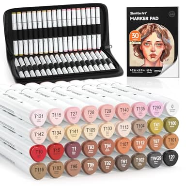 Shuttle Art Alkohol Marker Set, 36 Hautfarbe doppelseitige Alcohol Marker Stifte Set mit 1 Nr.0 Blender, Twinmarker Stifte für Kinder, Erwachsene, Alkohol Stifte, Marker zum Malen