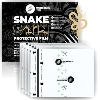 Monsters Ink Second Skin tattoo folie heilung pflaster rolle, tattoo folie wasserfest duschpflaster bandage tattoo zubehör, tattoo pflaster rolle tattoofolie (15cm x 10cm (5 x))