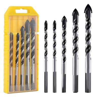 eROOSY 5 Stück Fliesenbohrer Glasbohrer Set 6mm, 8mm, 10mm, 12mm Fliesenbohrer Set, Glasbohrer für das Bohren von Fliesen, Keramik, Glas, Holz, Ziegelwand