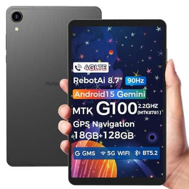 RebotAi Tablet 8.7" Android 15 4G LTE Mediatek Helio G100, 18GB(6+12) RAM 128GB ROM / 1TB TF, 90Hz Display, Widevine L1, 5G Wi-Fi & BT 5.2, 5000mAh Tablet Für Spiele/Comics/Videos