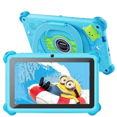 Zcobro Kinder Tablet 7 Zoll Mit Hülle, Android 2GB RAM+32GB ROM+256GB Erweiterbar, Wi-Fi, Bluetooth, Type-C, Kindersicherung, Quad Core, Blau