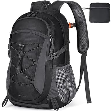 RAINSMORE Wanderrucksack Herren Damen 40L Wasserdichter Rucksack Leicht Groß Reiserucksack Trekkingrucksack mit Reflexstreifen Für Klettern Radfahren Bergsteigen Reisen Schwarz