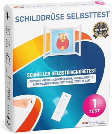 ADESTE Schilddrüse Selbsttest | Schilddrüsenunterfunktion Test mit CE-Kennzeichnung | Ergebnis in 10 Minuten | Hohe Genauigkeit 98,2 % | Einfach anzuwenden