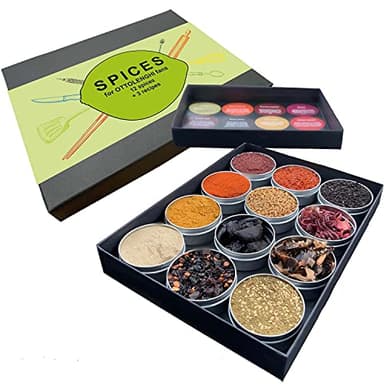 Ottolenghi Gewürze Geschenkbox: 12 Gewürze aus dem Ottolenghi Kochbuch Simple & Flavour mit 3 veganer Rezepte, Authentisches Mittelost-Gewürzset für Hobbyköche