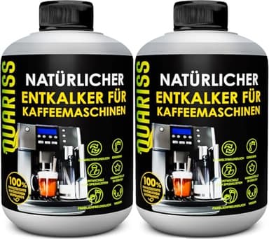 QUARISS 100% Natürlich Entkalker Kaffeevollautomat - Kaffeemaschinen Entkalker, Kaffeemaschine & Kaffeevollautomaten, Kompatibel Mit Allen Herstellern, Reiniger Kaffeevollautomat, Kalklöser, 2x500ml