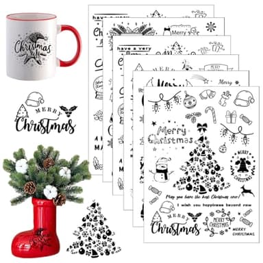 STFYUG 6 PCS Rub On Sticker Weihnachten, Keraflott Folie Für Raysin Möbel Glas Holz