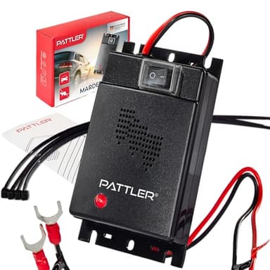 PATTLER® Marderschreck Auto - Marderabwehr mit Ultraschall. Anschluss an 12V Autobatterie. Sofortiger & Langfristiger Marderschutz im Motorraum