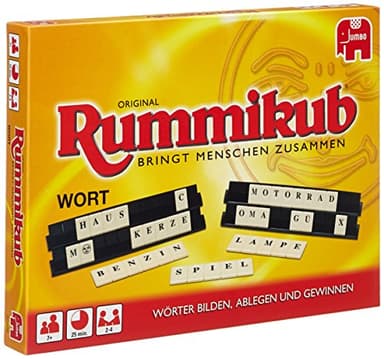 Jumbo Spiele Original Rummikub Wort - Das kultige Gesellschaftsspiel mit Buchstaben - Für Erwachsene und Kinder ab 7 Jahren, 03469