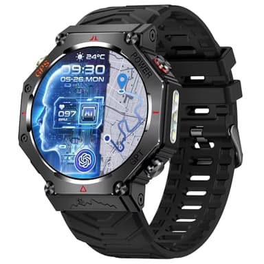 Smartwatch mit GPS Navigation Herren Damen Militär Uhr Sportuhren Höhenmesser Kompass Barometer Outdoor GPS Tracker Wandern robust Telefonfunktion Gesundheitsuhr Blutdruck Laufuhr Military Watch