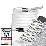 LaceHype - 2 Paar Premium Elastische Schnürsenkel mit Metallkapseln ohne binden - CP2 - Set für 2 Paar Schuhe - mit Kapseln für Sneaker, Laufschuhe, Sporschuhe (Weiß, 2P)
