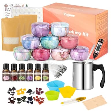 Yvgoov Kerzen selber Machen Set Kerzenherstellung Zubehör Duftkerze Geschenke Candle Making Kit Sojawachs, Duftöle diy set erwachsene bastelset als Frauen Geschenk (Marmormuster)