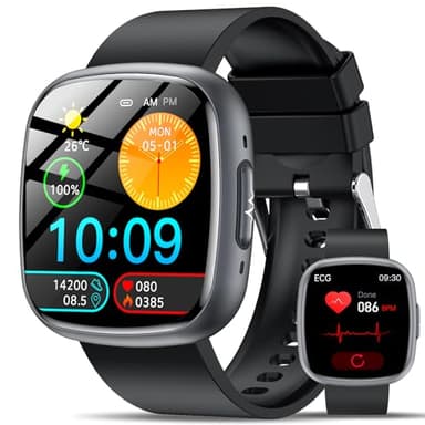 Lgnitek 2025 Smartwatch mit EKG+HRV/BMI/Harnsäure, 1.75'' HD Gesundheitsuhr Herren Damen mit 24H ΒΙυtdrυck, Herzfrequenz, Körpertemperatur, SpO2, Schlafmonitor, Fitnessuhr für Android iOS