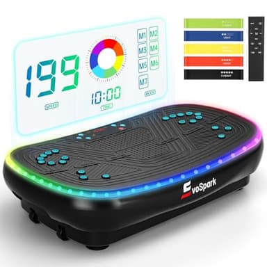 4D PRO Vibrationsplatte, EvoSpark 7-in-1 Vibrationsplatte Testsieger 2025 mit 900W Dreifachmotorsystem, Ganzkörper-Vibrationsplatte mit 9 coolen LED-Lichtern,550 LBS Kapazität für Home Workout