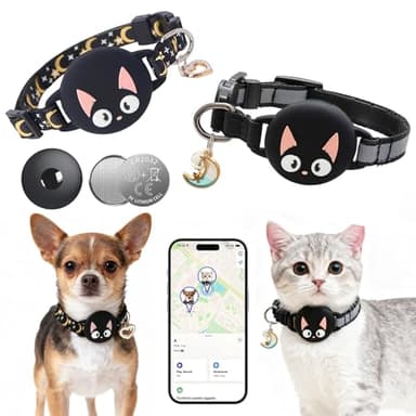 Katze GPS Tracker Hund Ohne ABO für iOS Apple, Smart Tag mit Katzen Halsband Keine Monatliche Gebühr, Mini Pet Tracker Air Tags für Kinderverfolgung Katzentracker Katzentracking, 1 Set