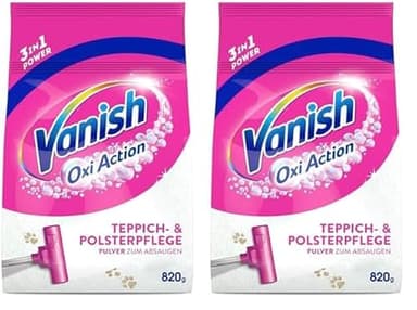 Vanish Oxi Action Polster- und Teppichreiniger Pulver – 1 x 820 g - Großflächen Reinigungsmittel für Teppiche und Polster gegen Schmutz, schlechten Geruch und Staub (Packung mit 2)