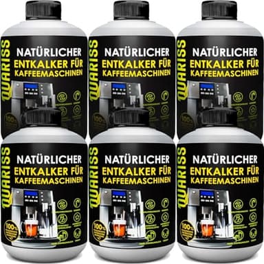 QUARISS 100% Natürlich Entkalker Kaffeevollautomat - Kaffeemaschinen Entkalker, Kaffeemaschine & Kaffeevollautomaten, Kompatibel Mit Allen Herstellern, Reiniger Kaffeevollautomat, Kalklöser, 6x500ml