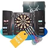 Best Sporting Dartscheibe elektronisch Wembley I elektronische Dartscheibe mit LED-Anzeigen I E-Dartscheibe mit 12 Dartpfeilen & Ersatzspitzen I Dartboard Kabinett offizielle Turniermaße