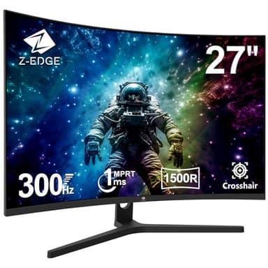 Z-Edge 27 Zoll Curved Gaming Monitor 300Hz (DP) 240Hz (HDMI) 1ms MPRT Full HD 1080P VA Panel 16:9 LED Bildschirm, 250cd/m² Helligkeit, FreeSync, HDR10, DisplayPort1.4 & HDMI2.0, VESA Kompatibel