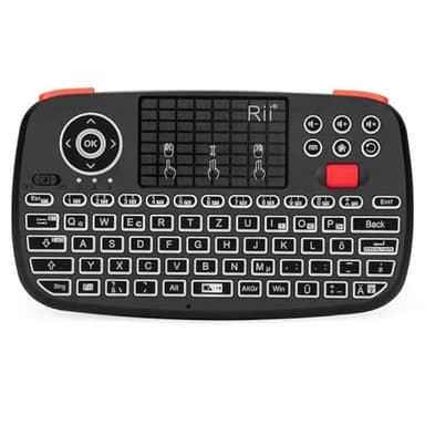 Rii Bluetooth Tastatur mit Touchpad(Bluetooth 4.0 + 2.4G Wireless), Mini Tastatur with Scrollrad und LED Hinterleuchtet(Deutsches Layout, Schwarz)