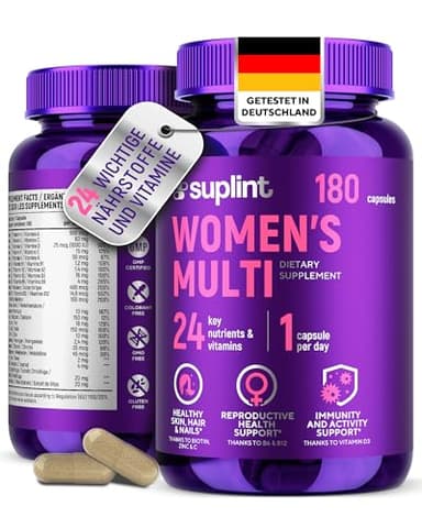 Multivitamin & Mineralien Kapseln hochdosiert für Frauen – A-Z Komplex mit Vitamin B6, Eisen, Zink & Vitex – 180 Kapseln – Premium Multivitamin – All-in-One Vitamine für Frauen
