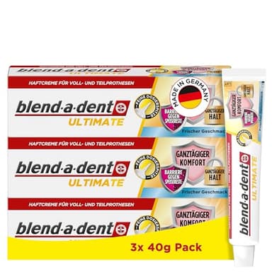 Blend-a-dent Ultimate Haftcreme für Voll- und Teilprothesen, Frischer Geschmack, 3x 40g