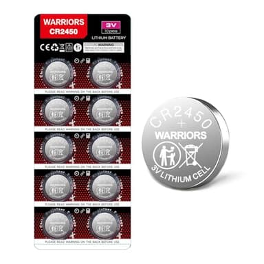 Warriors 10X 2450 CR2450 Knopfzellen-Batterie 3V Lithium-Batterien mit kindersicherer Verpackung im Einzelhandelspack (10)