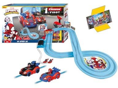 Carrera - 20063050 First I Spidey Go Webs Go Rennbahn-Set I Auto für Rennbahn | Rennbahnen und lizensierte Slotcars | bis zu 2 Spieler | Für Kinder ab 3 Jahren & Erwachsene
