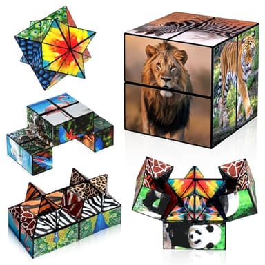 Sternenwürfel Zauberwürfel Set, Unendlichkeitswürfel Zappelspielzeug für Kinder, Tierspielzeug für 3 Jahre, Reise Yoshimoto Würfel für 6 7 8 9 10 11 Jahre Alten Jungen Mädchen Geschenke (Tier-Thema)