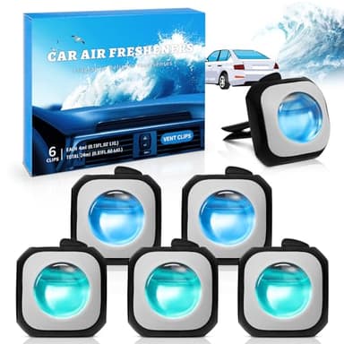 SCENTORINI Auto Lufterfrischer, Auto Duft Innenraum, Auto Lufterfrischer Clips, Autoduft, Bekämpft Gerüche im Auto, Autoparfüm, Neuwagenduft, 4ml x 6 Stück, Meeresduft, New Car Duft