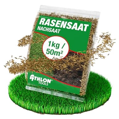 ATHLON TOOLS Premium Rasen-Nachsaat 1kg / 40m² schnellkeimende Rasensamen - Rasensaat Frühling, Sommer und Herbst