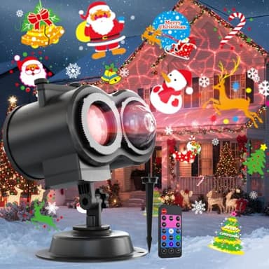 2-in-1 LED Projektor Licht für Weihnachten, Silvester, Valentinstag & Partys – Mit 16 Mustern & 4 Wasserwelleneffekten, IP65, mit Fernbedienung