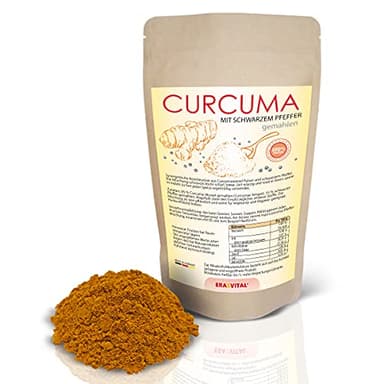 Kurkuma (Curcuma) mit schwarzem Pfefferpulver 1000 g - gentechnikfrei glutenfrei vegan vegetarisch allergiefreundlich, wiederverschließbaren Standbeutel, aus 100% recycelbarem Material (1000)