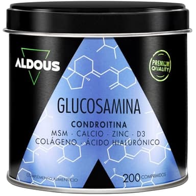 Glucosamin Chondroitin Hochdosiert - 200 Tabletten XL - MSM, Kollagen, Hyaluronsäure, Zink, Kalzium und Vitamin D3 - Natürliche Entzündungshemmung - Für Knochen und Gelenke - Plastikfrei - ALDOUS