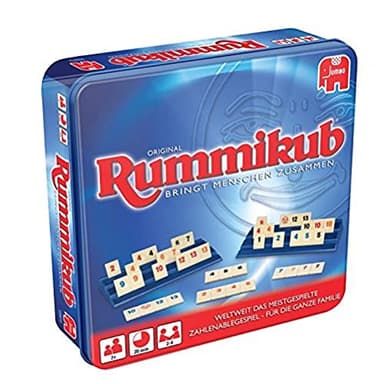 Jumbo Spiele Original Rummikub in Metalldose - der Spieleklassiker unter den Gesellschaftsspielen - für Erwachsene und Kinder ab 7 Jahren, 3973