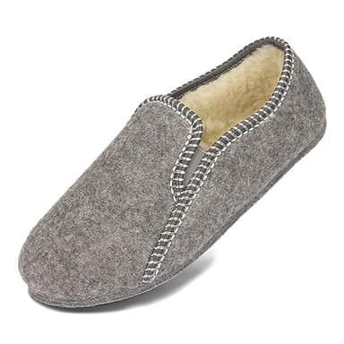 BeComfy Damen Herren Filzhauschuhe Gefüttert mit Schafwolle Warme Pantoffeln Unisex Filzsohle 36-46 EU (Grau, EU Schuhgrößensystem, Erwachsene, Numerisch, M, 37)