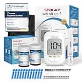 Blutzuckermessgerät Set mit Teststreifen 50, Zuckermessgerät, sinocare Glucose Monitor mit Blutzuckerteststreifen 50 und Lanzetten 50, Genaueste Silberelektrode, 500 Blutzuckerwerte