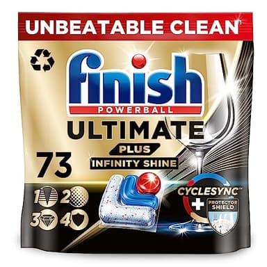 Finish Ultimate Plus Infinity Shine Spülmaschinentabs Bulk | Duft: frisch | 73 Spülmaschinentabs | Für eine hervorragende Reinigung & Diamantglanz