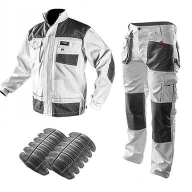 NEO TOOLS Profi Herren Arbeitskleidungssatz Gr. S - XXL, Hervorragende Qualität, verstärkte Kleidung | Arbeitshose, Arbeitsjacke mit Oxford-Gewebe an Ellbogen und Knieschutzpolster (L)