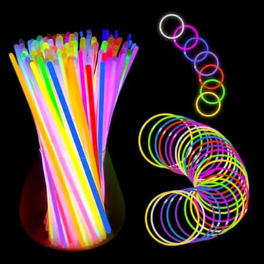 Prtoworior 100 Stück Knicklichter Set – Bunte Leuchtstäbe in 7 Farben mit Verbindern, Glowsticks Party Deko für Kinder, Halloween, Weihnachten, Hochzeit, Geburtstag & Festival